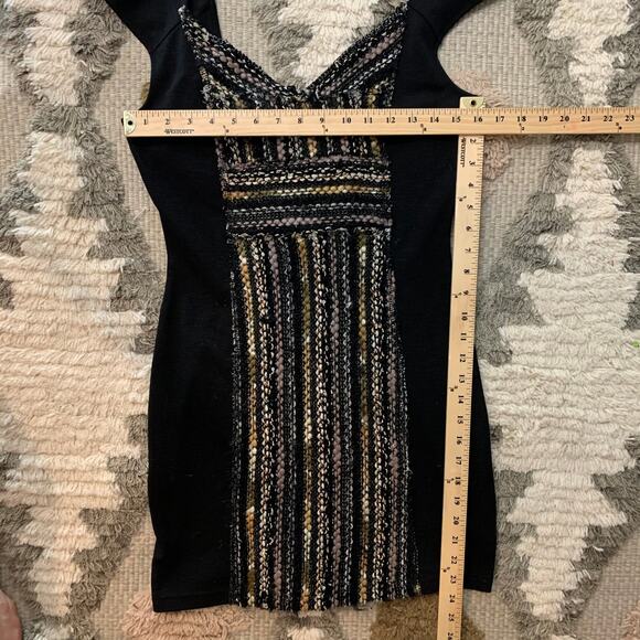 Free People Boucle Knit Bodycon Cap Sleeve Dress Little Black Dress LBD S Small - Picture 13 of 14